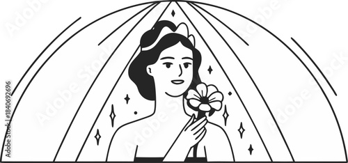 baroque dramatic lighting portrait of woman holdin