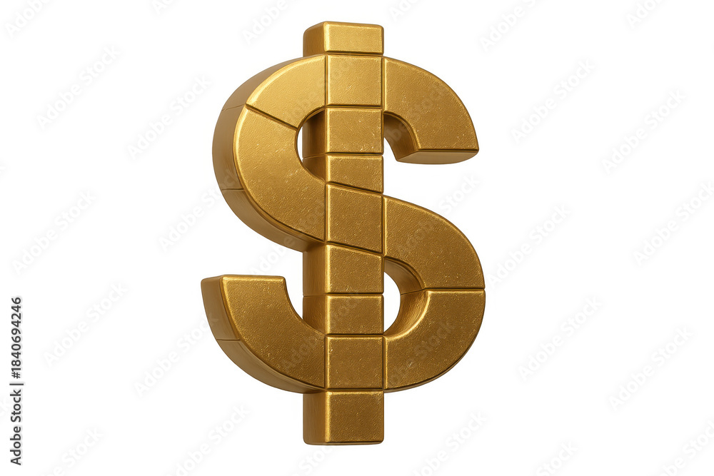 Obraz premium Golden dollar sign symbol representing money, finance, currency, banking, investment, wealth, and economy on transparent background