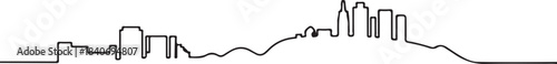 Continuous Line Skyline Formed into a Rolling Hill Silhouette Minimal Artistic Design