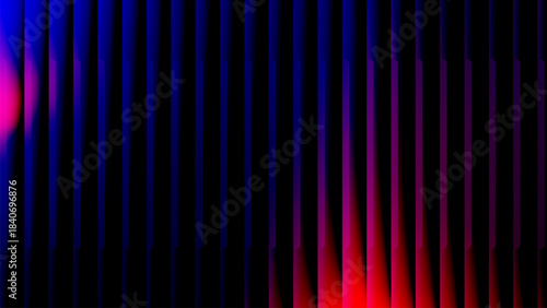 Neon reeded glass background, vertical blue purple red gradient stripe abstract backdrop