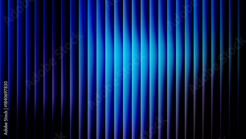 Neon blue glass stripes, futuristic curved reeded wall gradient background design