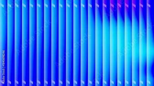 Neon blue glass stripes, futuristic curved reeded wall gradient background design