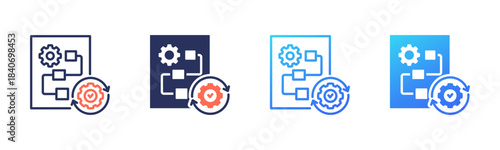 Process icon sheet multi color collection