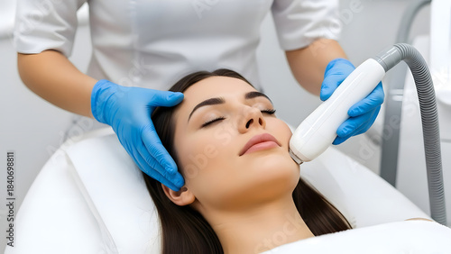 Wallpaper Mural Young Woman Receiving Professional Facial Skin Rejuvenation Treatment in Clinic Torontodigital.ca