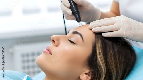 Wallpaper Mural Young Woman Receiving Professional Microneedling Facial Treatment for Skin Rejuvenation Torontodigital.ca