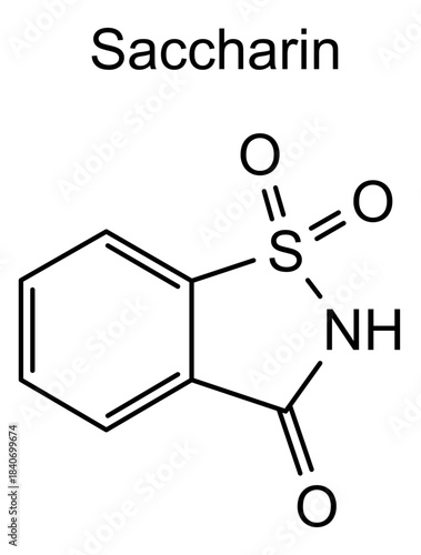 Saccharin, chemical structure of saccharin, drug substance