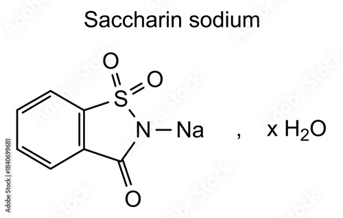 Saccharin sodium, chemical structure of saccharin sodium, drug substance