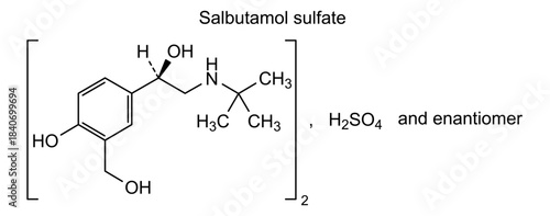 Salbutamol sulfate, chemical structure of salbutamol sulfate, drug substance