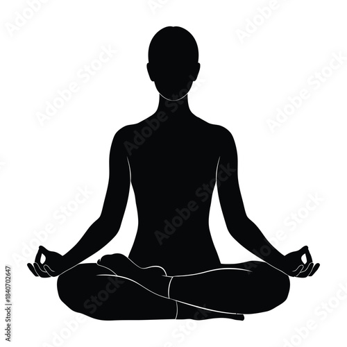 Mindful meditation silhouette in lotus pose for wellness design