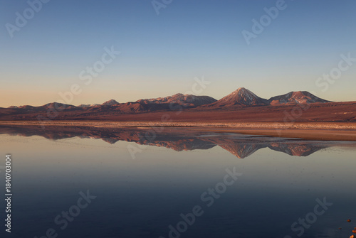 Chaxa Lagoon at sunset, San Pedro de Atacama, Chile