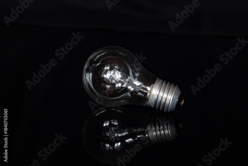 halogen light bulb on black background