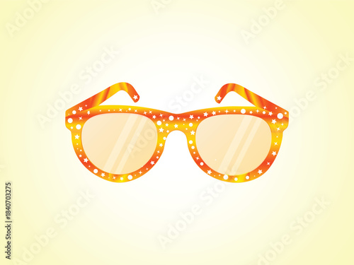 bright festive orange sunglasses with glowing stars and smooth gradient lenses