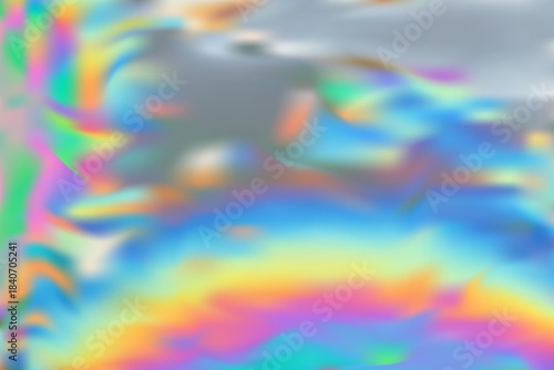Holographic texture rainbow backdrop vector design. Neon spectrum hologram magic cover. Party banner surreal backdrop. Light brilliance abstract pattern. Modern holography wallpaper.