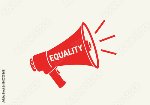 Vector illustration of megaphone with the word “Equality” in clean line typography, human rights day theme , clipart style vector