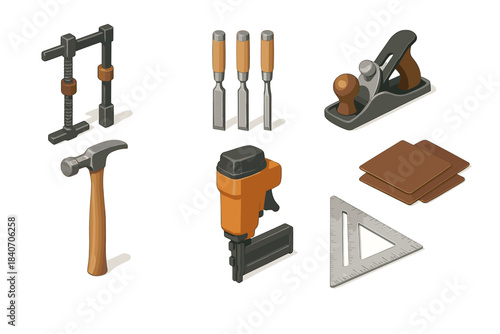 Collection of essential carpentry tools for woodworking projects