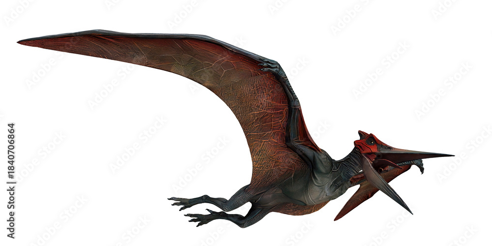 Naklejka premium Illustration of a flying pterosaur with red wings
