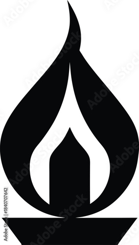 Candle flame icon wax fire flat minimalist vector design
