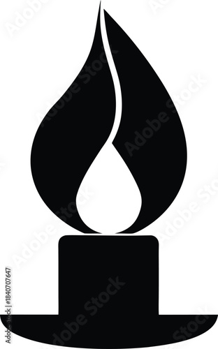 Candle flame wax fire vector icon on white background