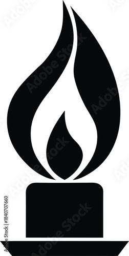 Candle flame wax fire vector icon on white background
