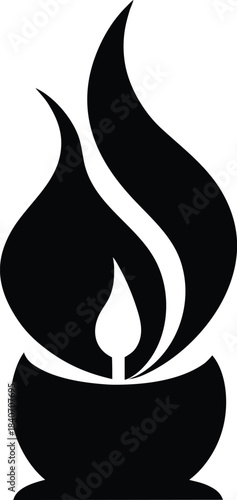 Candle flame wax fire vector icon on white background