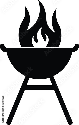 Grill barbecue fire vector icon