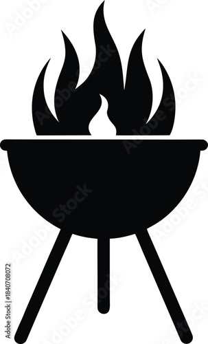 Grill barbecue fire vector icon