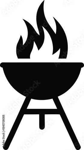 Grill barbecue fire vector icon