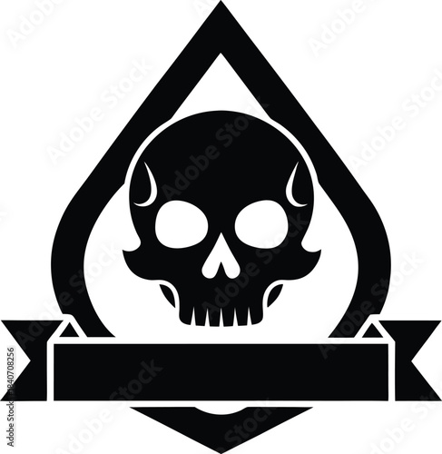 Skull fire icon with danger symbol flat vector design