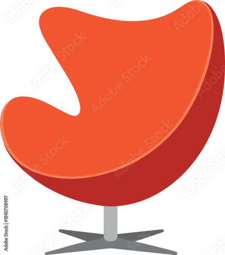 Egg Chair with Sculptural Curved Design and Swivel Metal Base for Modern Interior Concepts