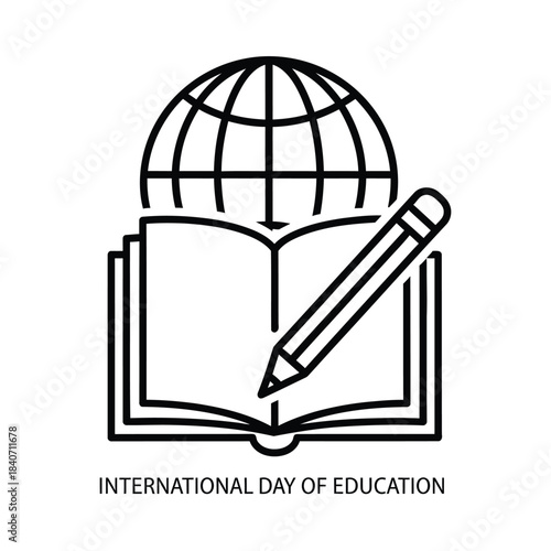 International Day of Education Symbol with Globe and Book