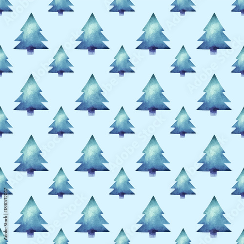Fir tree seamless pattern vector holiday illustration.