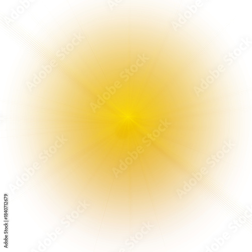 Abstract golden yellow light burst emanating from the center against a dark black background creating a luminous glow effect