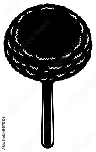A black and white silhouette of a stylized tree, black, illustration, lollipop, profile, stick, tree, against transparent background