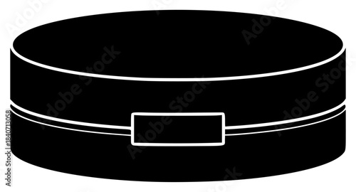 A black hat with a white label, black, flat, hat, icon, illustration, profile, against transparent background
