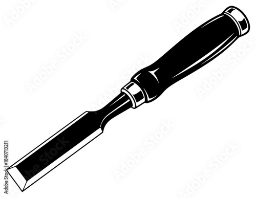 A black and white illustration of a chisel, black, blade, brush, fountain pen, handle, icon, illustration, pen, profile, screwdriver, tool, against transparent background