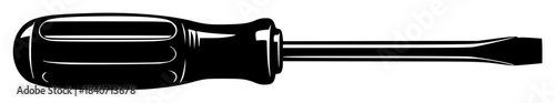 A black and white silhouette of a screwdriver, black, bottle screw, icon, illustration, profile, reel, tool, against transparent background