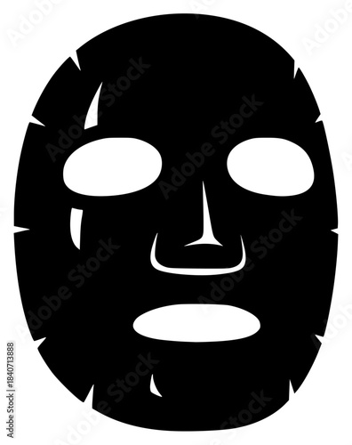 A black and white silhouette of a face mask, black, face, icon, illustration, mask, profile, against transparent background