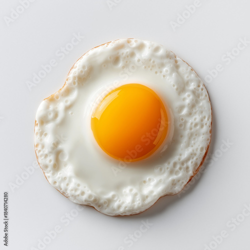 fried egg on white isolated background