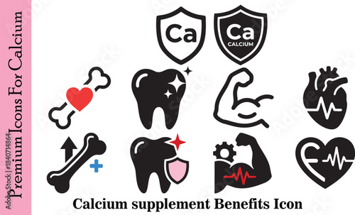 Premium Icons for Calcium - Calcium Supplement Benefits Icon Set