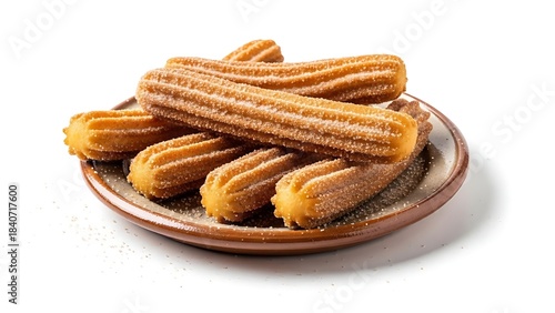 Churros are a dough made from wheat flour and water, sprinkled with sugar and cinnamon.
