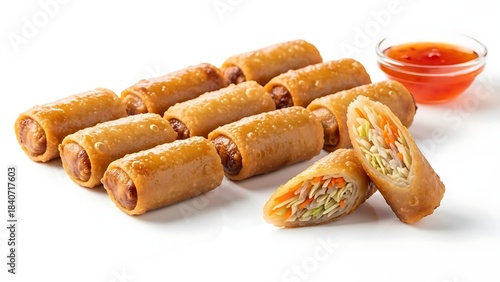 Vietnamese fried spring rolls with sweet and sour spicy sauce.