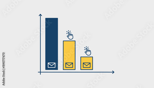 A bar graph comparing the performance of two email subject lines with one side showing higher open rates and clickthrough rates.