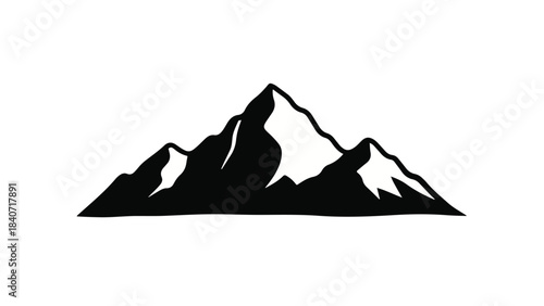 Mountain range landscape silhouette black and white illustration for design and decoration