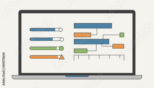 A closeup of a laptop screen showing a performance tracking software interface highlighting individual progress bars and collaborative project timelines.