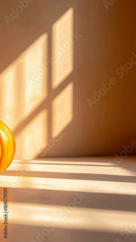 Golden Donut in the Sunlit Studio: A single, glazed donut sits in a sun-drenched studio space, casting dramatic shadows and creating a sense of warmth and simplicity.