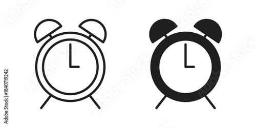 Alarm clock icons vector Collection Clipart Pack. icon with editable line stroke