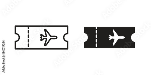 Airline ticket icons vector Collection Clipart Pack. icon with editable line stroke