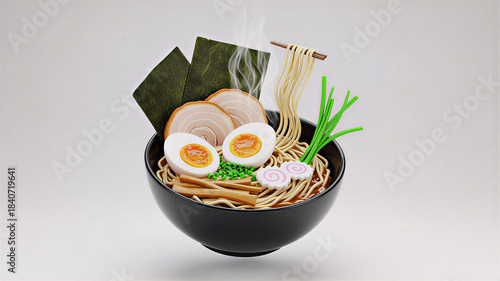 3D Japanese Ramen Bowl Illustration