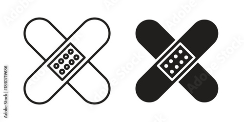 Band aid icons vector Collection Clipart Pack. icon with editable line stroke