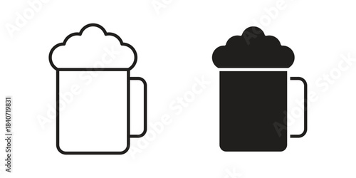 Beer mug icons vector Collection Clipart Pack. icon with editable line stroke